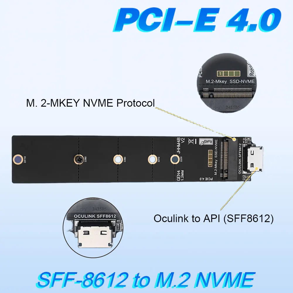 ADT-Link PCIE 4.0 GEN4 Oculink External M.2 Adapter Card SFF8612 to M.2-Mkey NVME Oculink SSD Hard Drive Adapter 2230 2242 2260