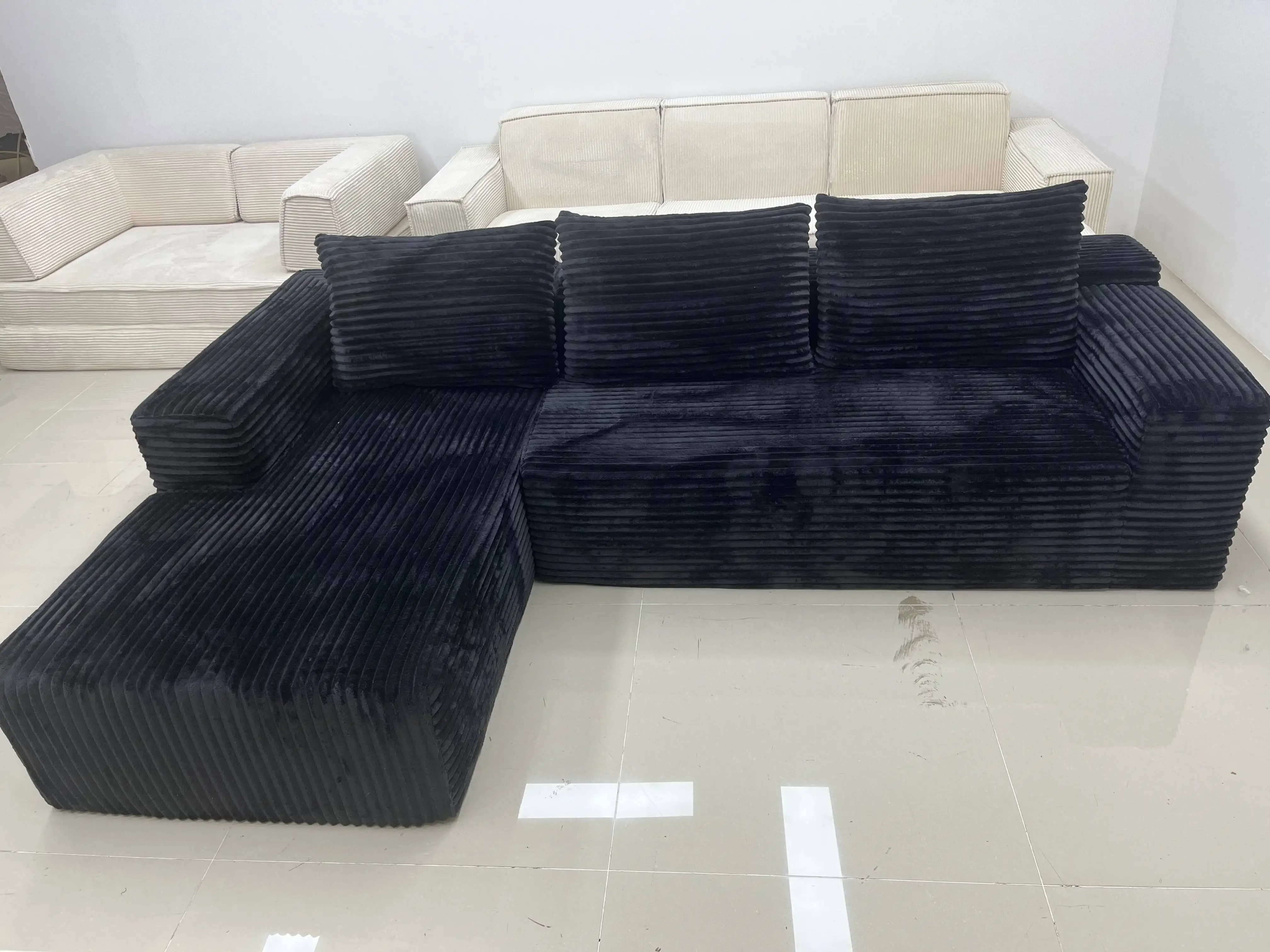 2026 Contemporary Living Room Sectional Sofa Set Vacuum-Compressed New Type Corduroys Fabric Box-Packed Foam for Apartmentpromot