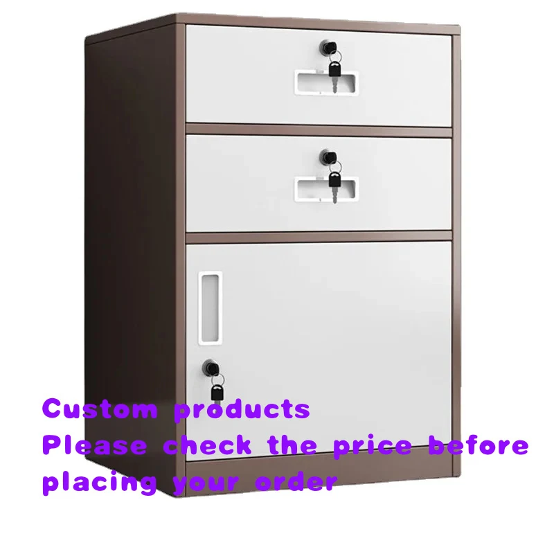 custom.Factory Price Movable File Cabinet Data Storage Cabinet Single Door Nightstand Iron Cabinets with Two Dra