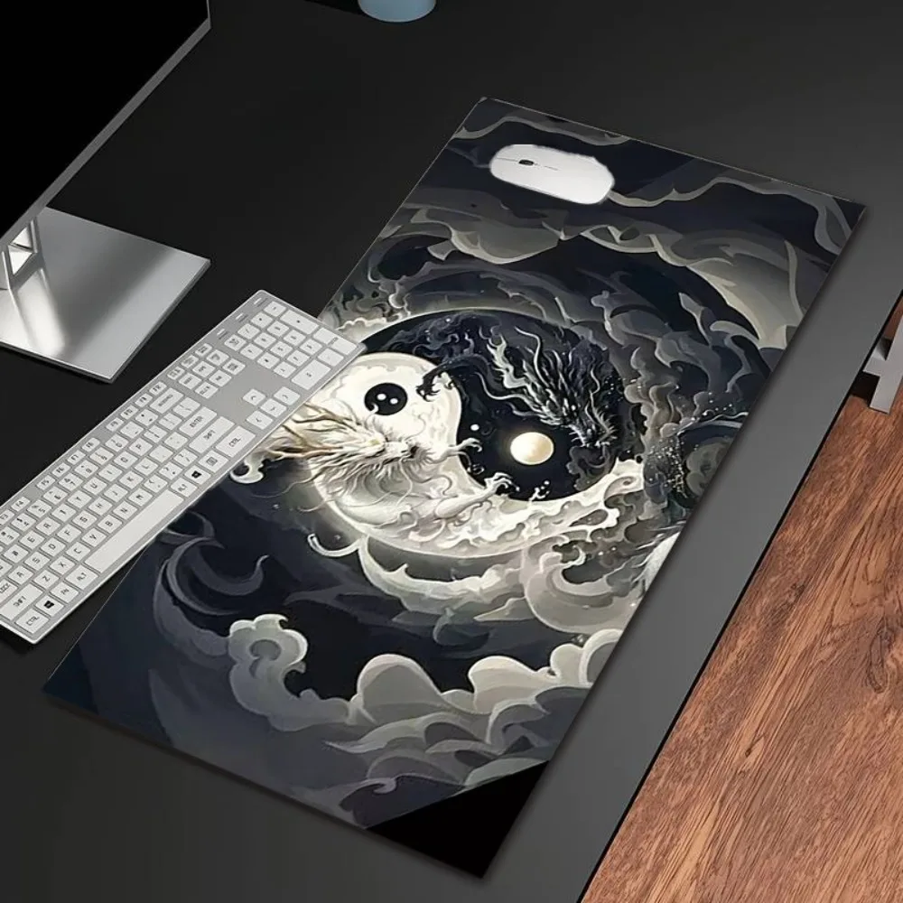 Yin-Yang Dragon Pattern Design Extra Large Gaming Mouse Pad alfombrillas para escritorio desk accessories tapis de souris