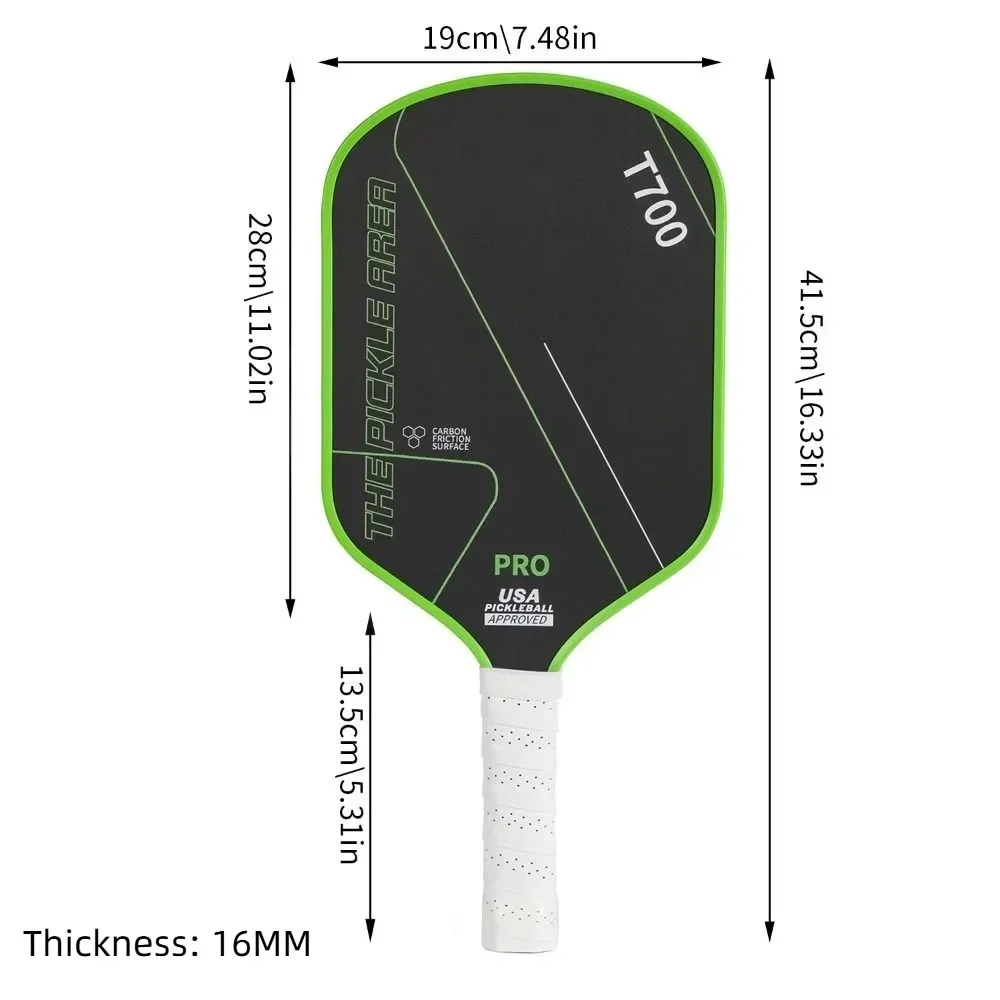 1A-T700 Pickleball-Schläger 16MM Carbonfaser Pickleball-Schläger-Set Mattierte Oberfläche USAPA-Zugelassen Professionelles Spielzubehör – Detail 6
