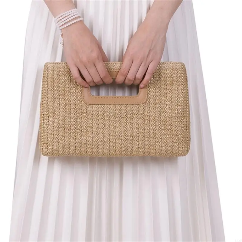 

Y3NE Top Handle Straw Clutch Purse for Women Straw Crossbody Shoulder Bag Handbag Summer Beach Bag Woven Clutch Handbags