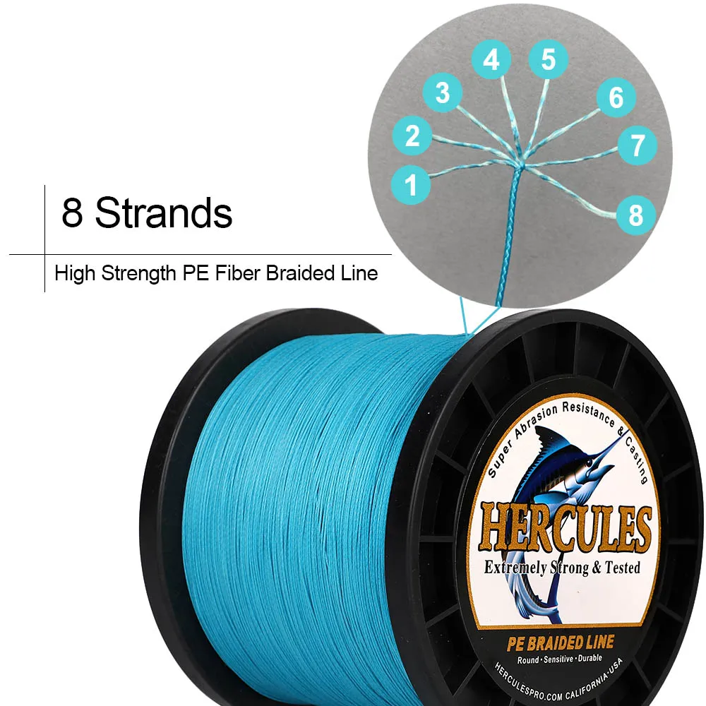 Hercules 8 Strands 150m PE Carp Fishing Line Pesca Braided Wire 10-200LB Peche MultiColor Cord Smooth for Bass Fish