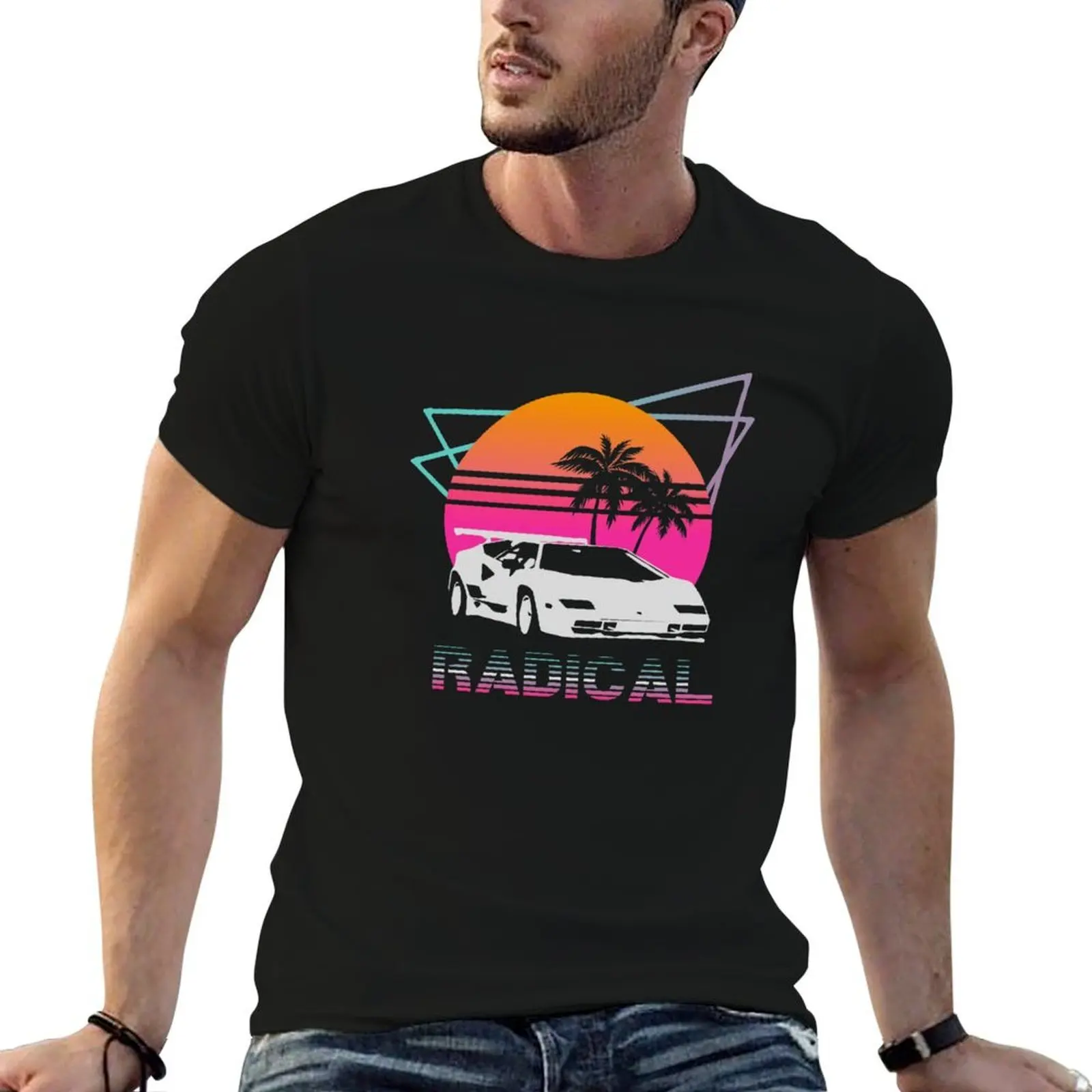 Radical 1980's Countach Retrowave T-Shirt oversized t shirt anime clothes black t-shirts for men