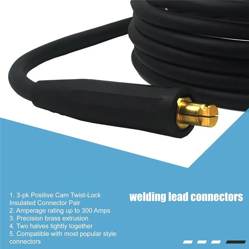 

J1UL1N Insulated Connector Pairs, Positive Cam Twist-Lock 3PK For Welding Lead Connections For Welding Cables