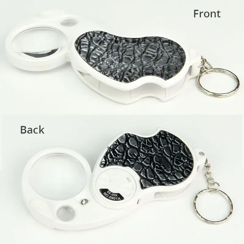 Double Lens 8X 20X Jewelry Magnifier Pocket Reading Loupe Birthday Gift Magnifying Glasses with LED Lights Tools