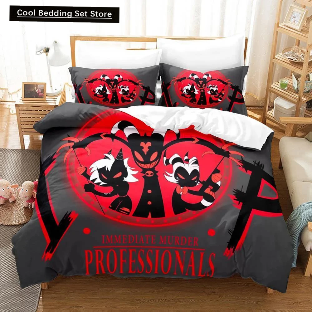 

3D Printed Helluva Boss Bedding Set Duvet Cover 3Pcs Cover Single Twin Quilt Adult Kids Bedclothes Duvetcover Sets Home Textile