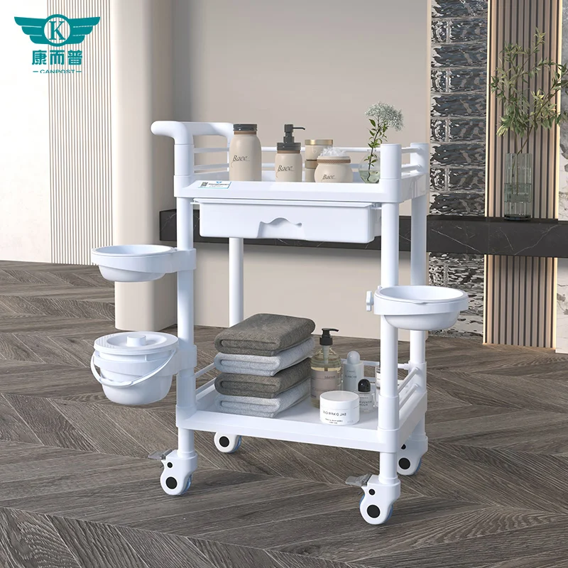 

Multi-functional Mobile Beauty Salon Two-tier Trolley Professional SPA Spa With Bowl Factory Wholesale Beauty Salon Trolley