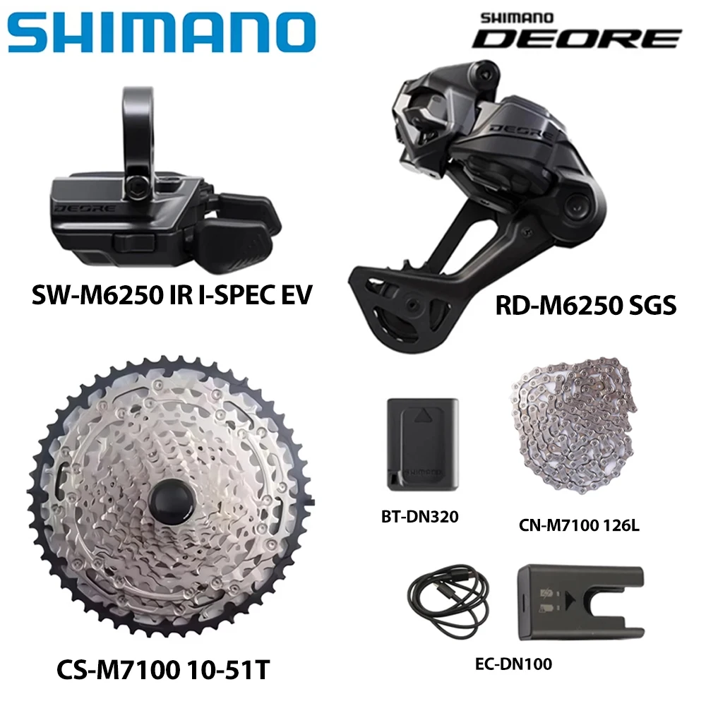 AliExpress Shimano SHIMANO NEW DEORE Di2 RD-M6250-SGS SW-M6250 CS-M7100 10-51T CN-M7100 With BT-DN320 EC-DN100 12-Speed For MTB Mountain Bike ﻿