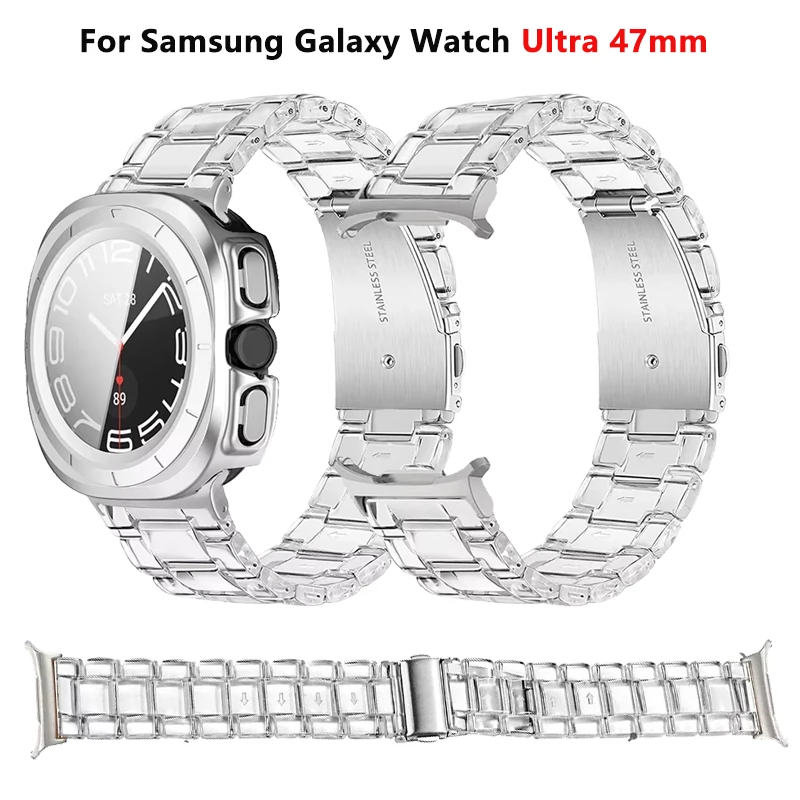 Прозрачный полимерный ремешок без зазоров для Samsung Galaxy Watch Ultra 47 мм, браслеты с изогнутым концом Correas для Galaxy Watch Ultra, 47 мм, ремешок для часов