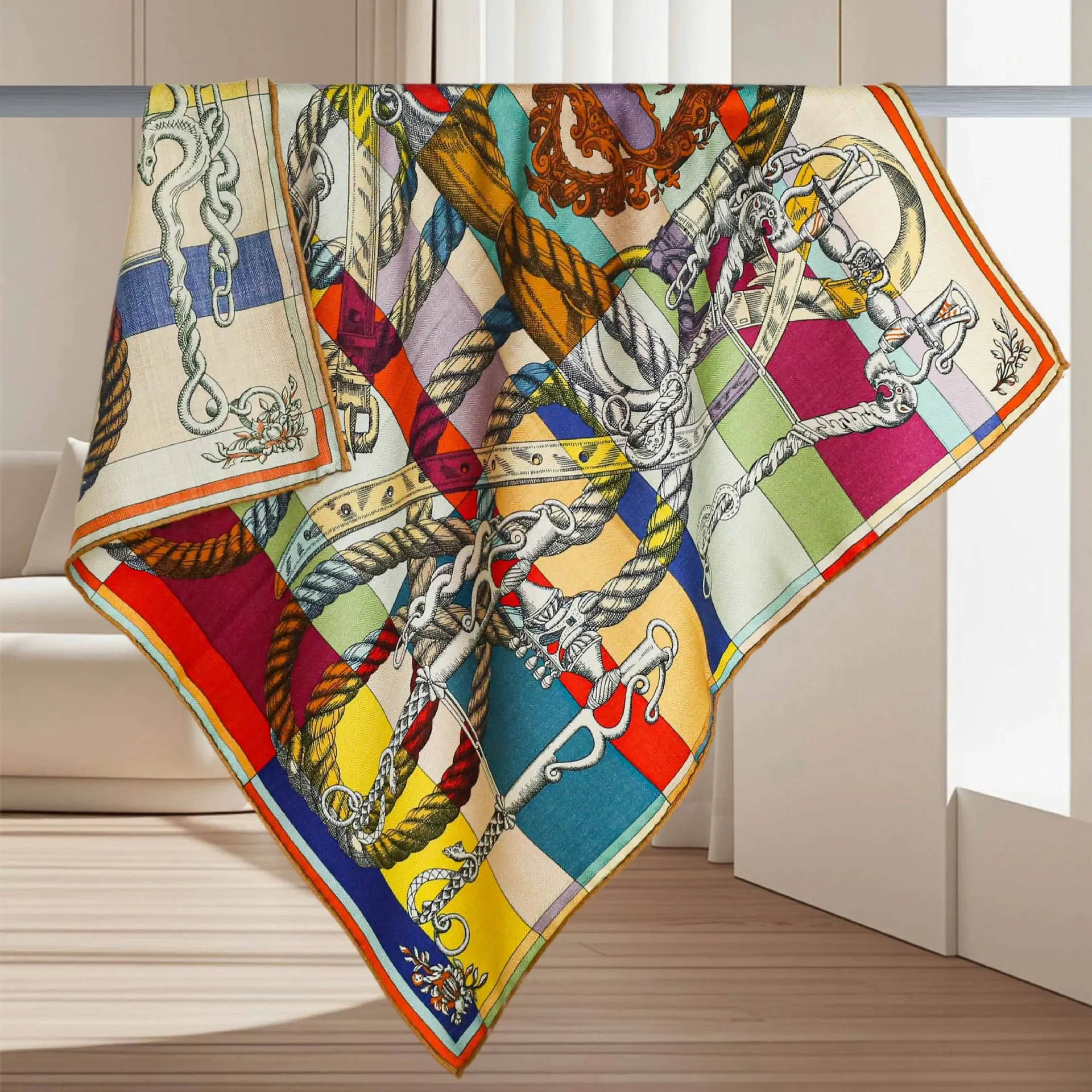 

Winter Square Scarf Luxury Women Double Faced Print Bandanas Hair Clothing Bag Accessories Mother Lover Christmas Gift