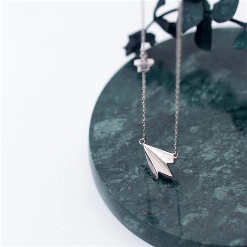 Sole Memory Childhood Paper Plane 925 Sterling Silver Necklace For Women Jewelry Party Birthday Gift NE151