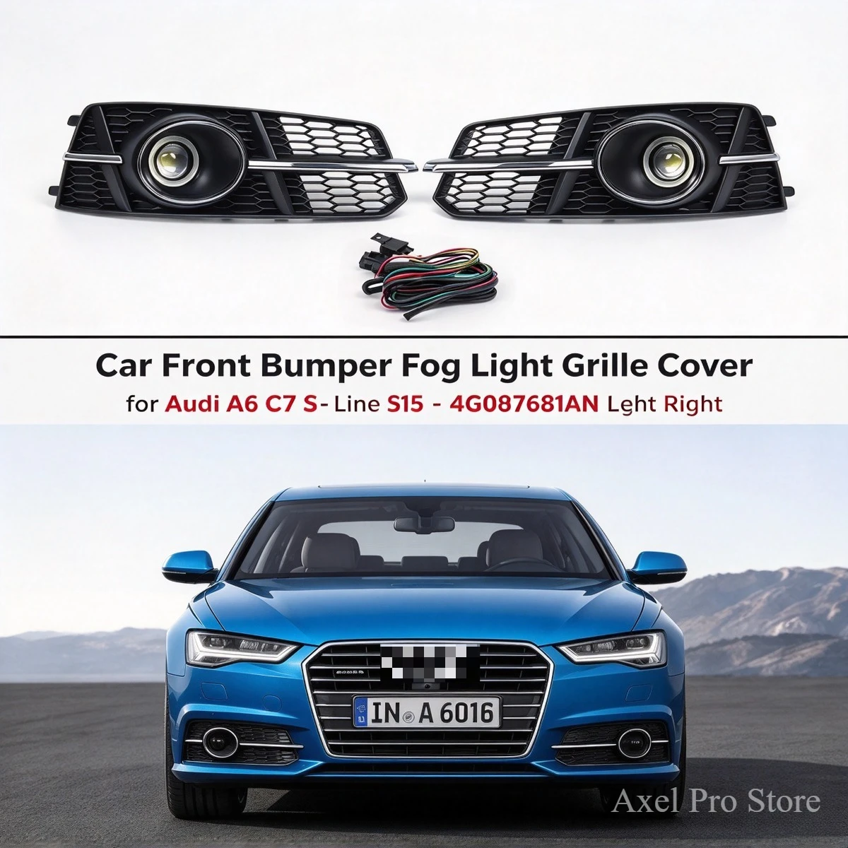 Car Front Bumper Fog Light Grille Cover for Audi A6 C7 S-Line S6 2015 2016 2017 2018 Left Right 4G0807681AN 4G0807682AN