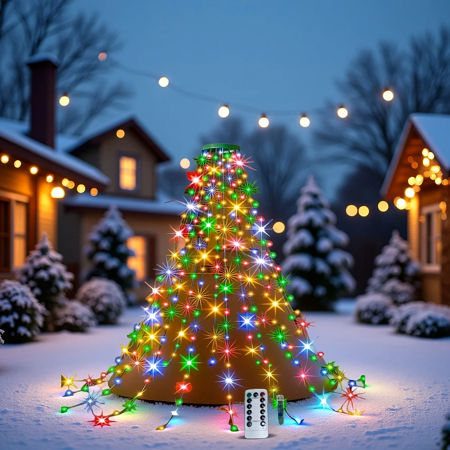 400/320 LED Christmas Tree Waterfall Lights - USB Powered with Remote, Warm White & Color, 8 Modes, for Garden/Patio/Home Decor