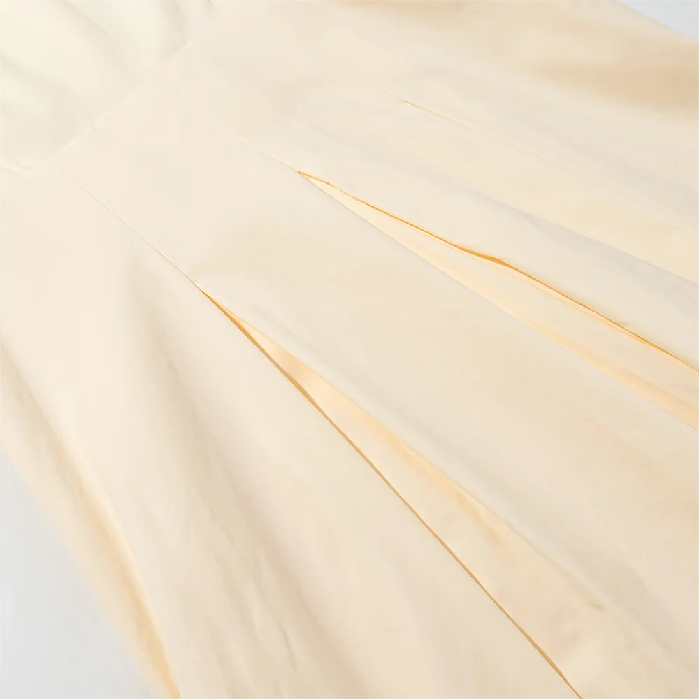 يتميز فستان نسائي جديد بقصة ضيقة وياقة طية صدر السترة وحاشية بأكمام طويلة وفستان بلون موحد #6