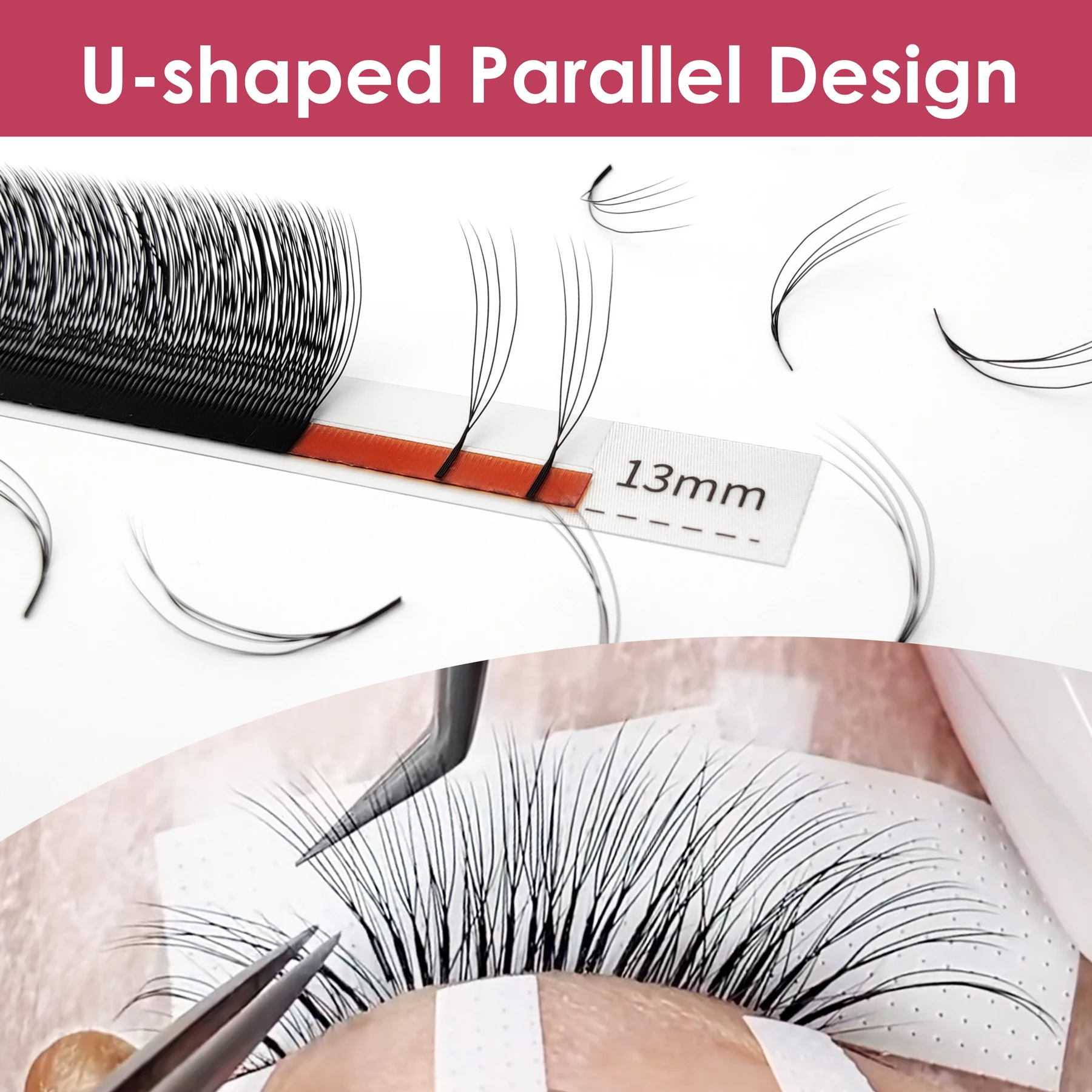 SEEDEW L/LU Curl U-förmige 4D/5D Wimpernverlängerungen Premium Weiche Falsche Wimpern Vorgefertigte Fächer-U-Wimpern – Detail 3