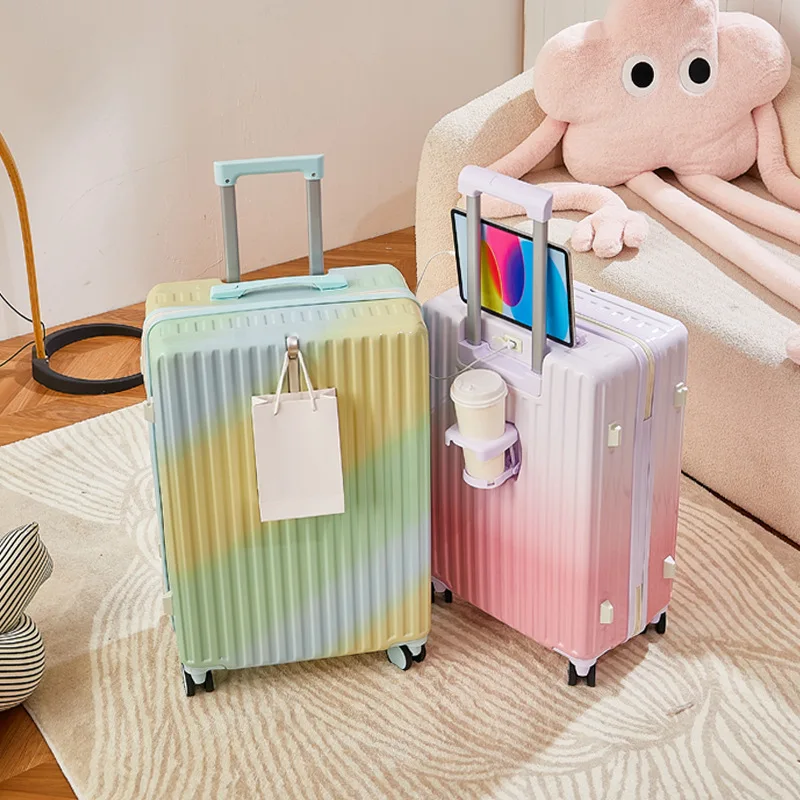 New gradient color luggage fashion goddess multifunctional trolley case mute wheels 24 inch