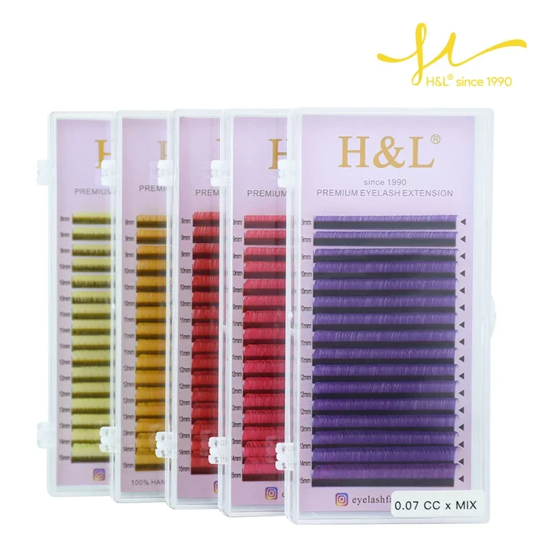 H&L 16 Lines  Color Lash Mix Color Eyelashes Eyelash Extensions Individual False Colored Mink Lashes Makeup