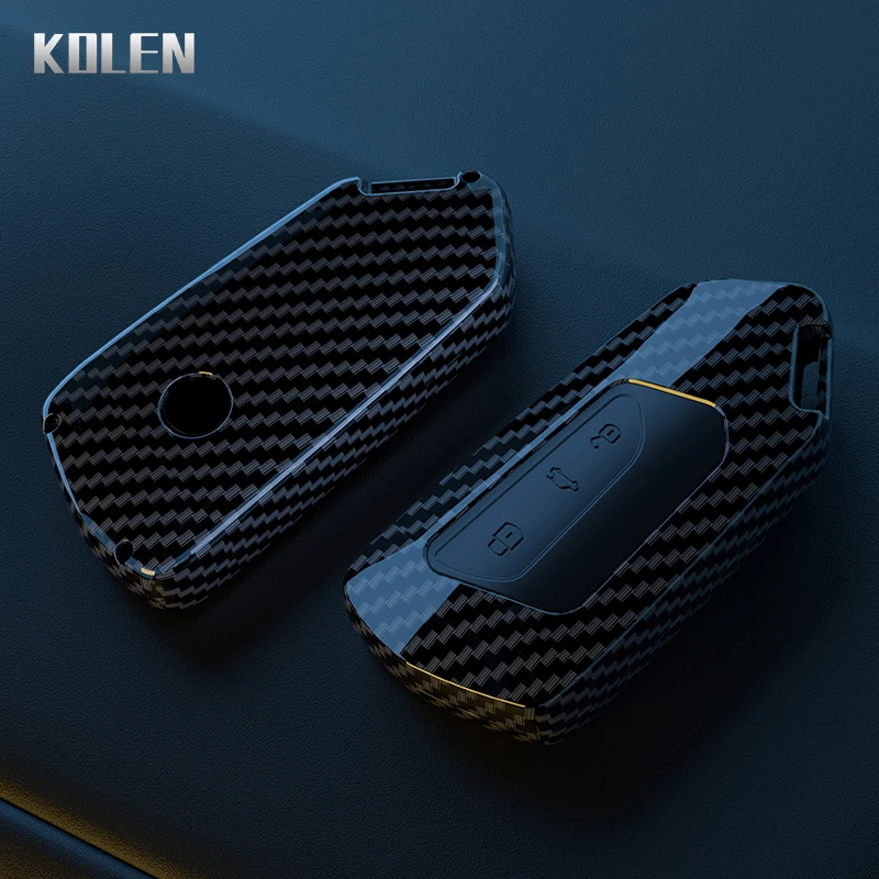 ABS Carbon Fiber Car Key Case Cover Shell For VW Volkswagen Golf 8 2020 Skoda Octavia A8 2021 SEAT Leon MK4 Holder Accessories