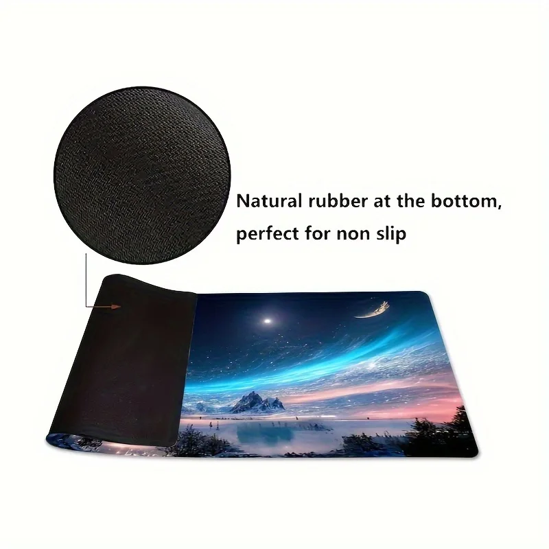 Beautiful starry sky landscape pattern mouse pad, edging mat for boys and girls, game desktop mat, anti-slip mat