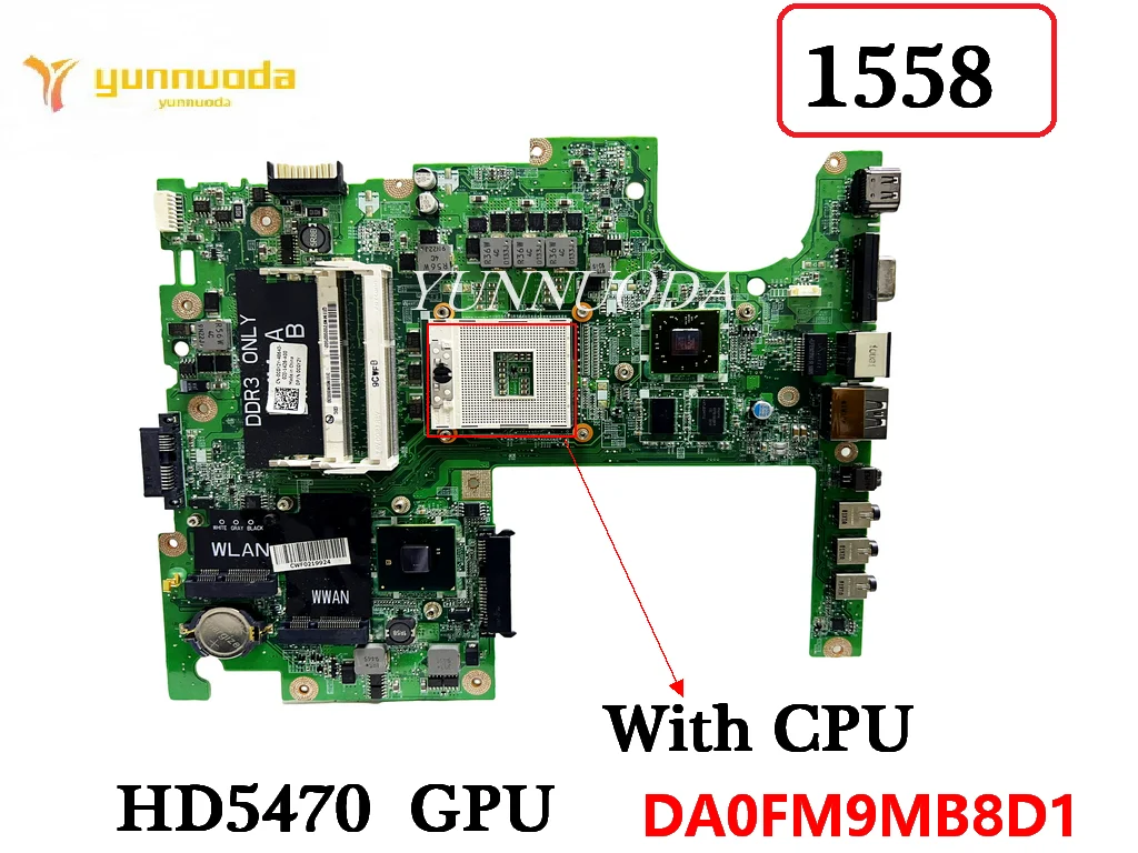 

DA0FM9MB8D1 For DELL studio 1558 Laptop Motherboard With CPU HD5470 GPU HM57 DDR3 CN-04DKNR 04dknr 100% Tested