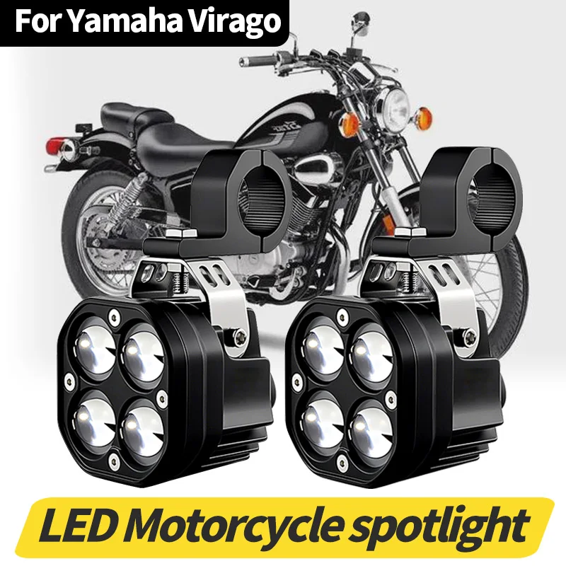 

80W 12000LM Motorcycle Headlights LED Flicker Lamp Driving Spotlight Indicators Hi/Lo Light For Yamaha Virago 535/750/XV1100