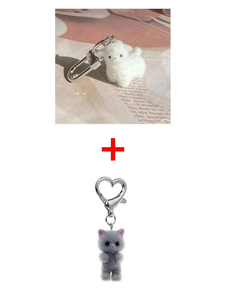 Fluffy Cute White Sheep Keychain