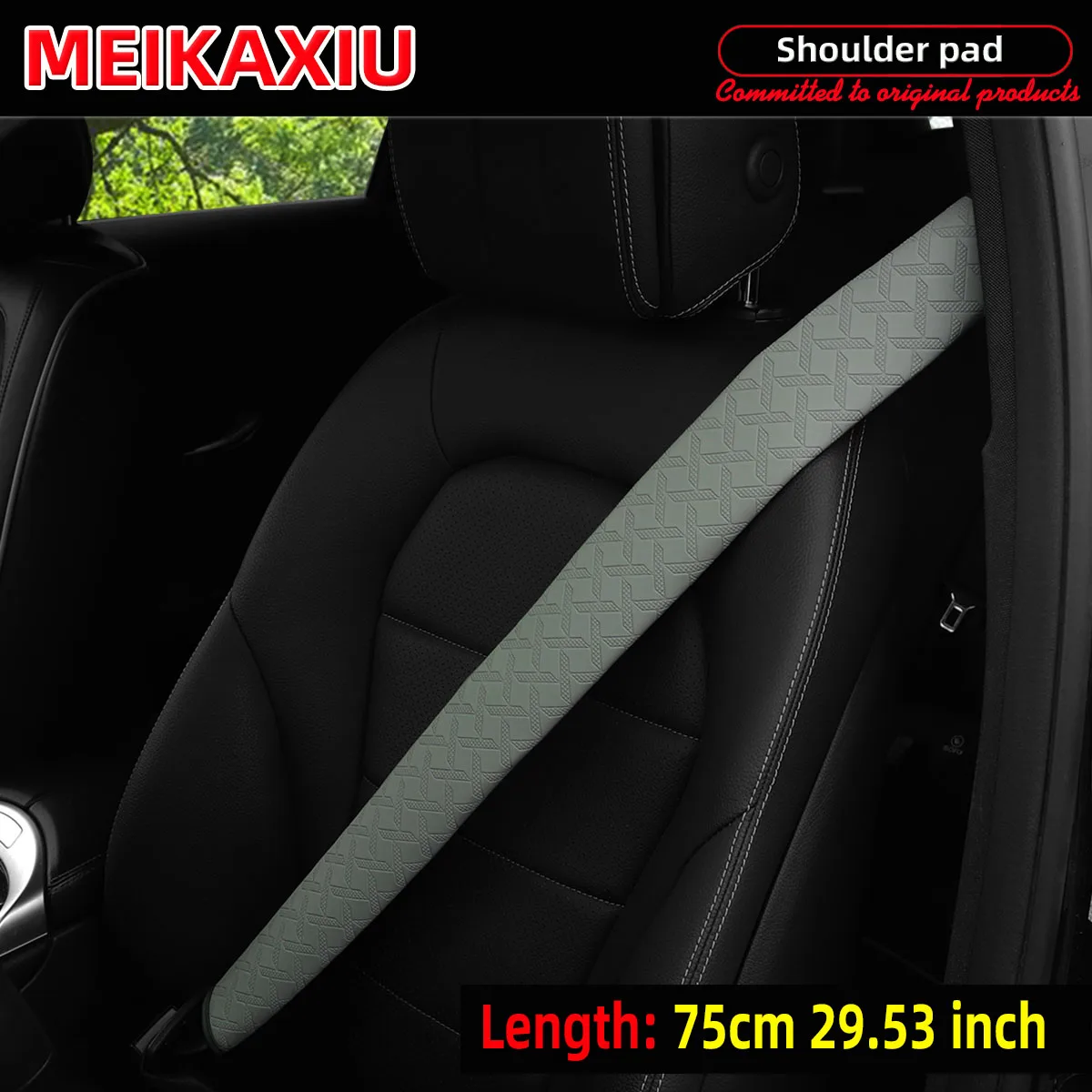 75 cm PU-Leder im langen Stil, Auto-Schulterschutz, geprägte Sicherheitsgurt-Dekoration, 29,53 Zoll, Autozubehör – Detail 7