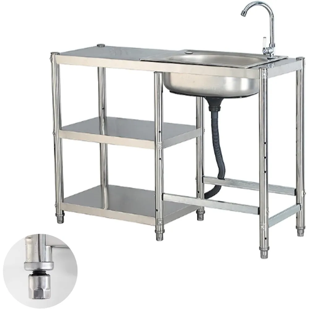 

Уличная кухонная мойка из нержавеющей стали для коммерческого использования — ресторанные и отдельно стоящие раковины с одной чашей