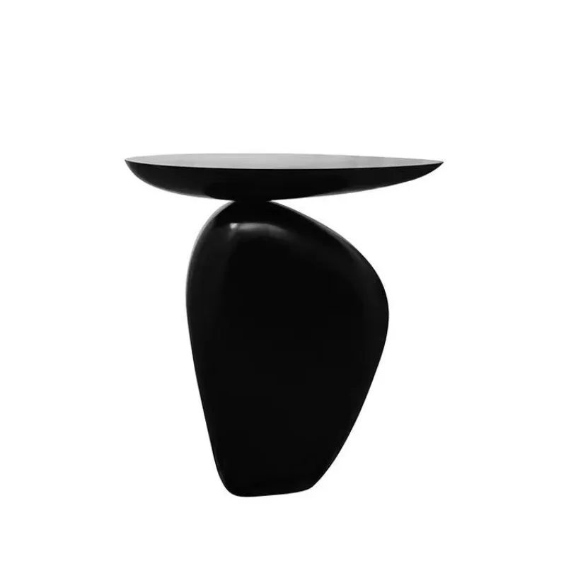 Post-modern wabi-sabi wind cobblestone edge few black Internet celebrity creative special-shaped home living room corner few