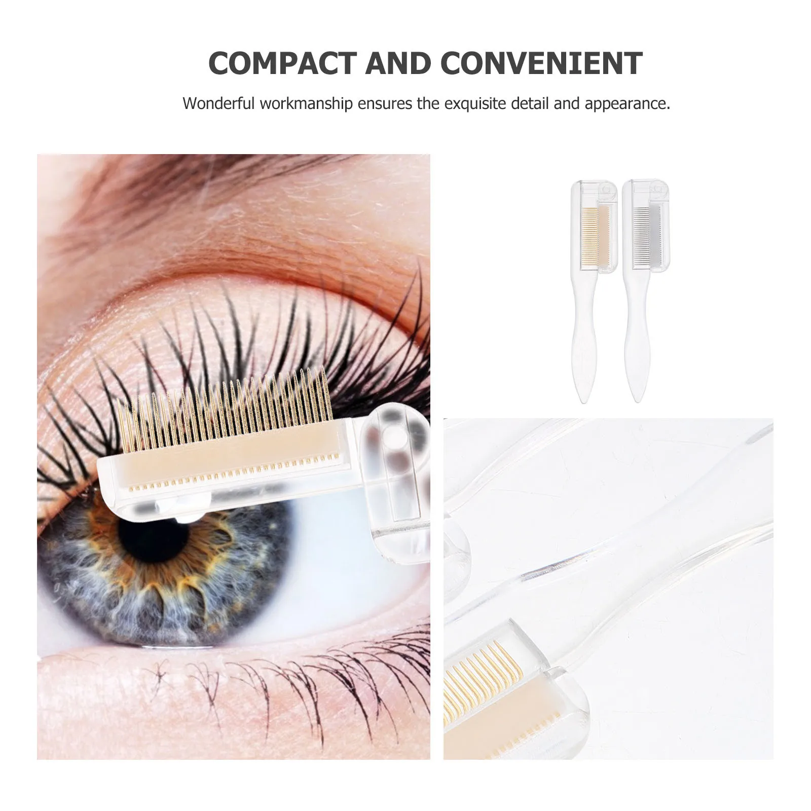 2-delige make-upborstelset Wenkbrauw- en wimperkam Goed geselecteerd pc-materiaal Gladde afwerking Wimpervormgevend gereedschap Draagbaar ontwerp