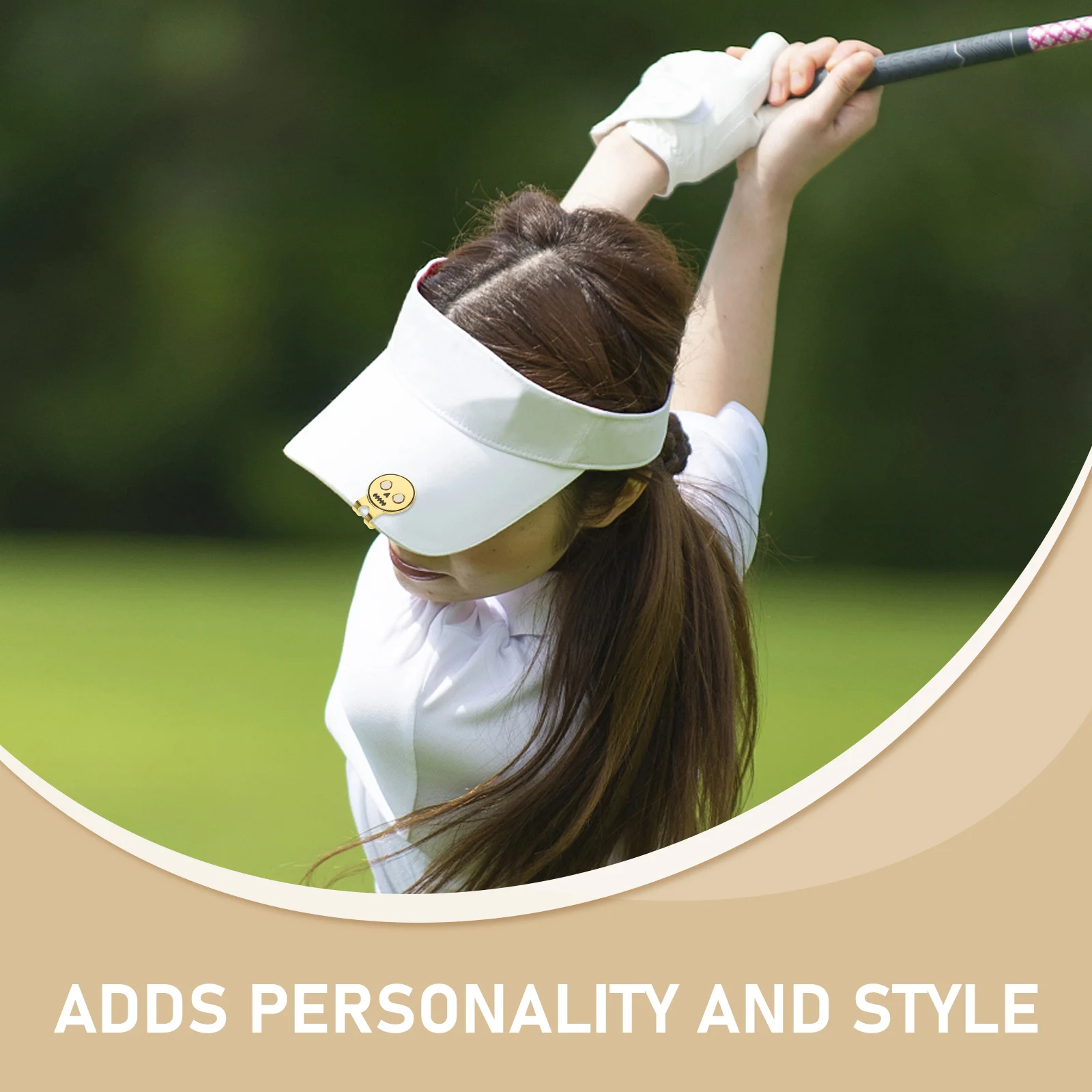 Clipe de chapéu de caveira de golfe, marcador de bola de metal durável dourado, acessórios de golfe, ferramenta de treinamento profissional, clipe de marcador de bola