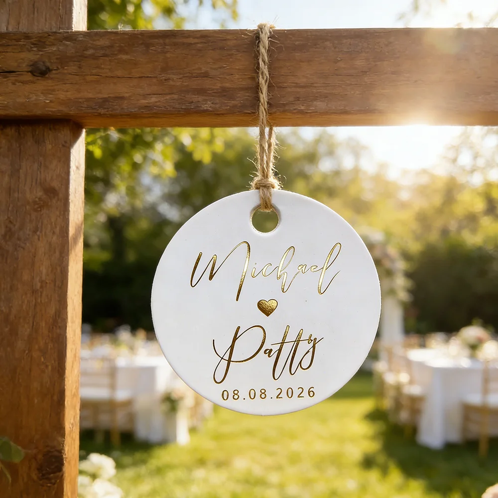 White Labels Products，Wedding Decoration Customization, Gold Text, Hot Stamping Process, Any Text Can Be Customized