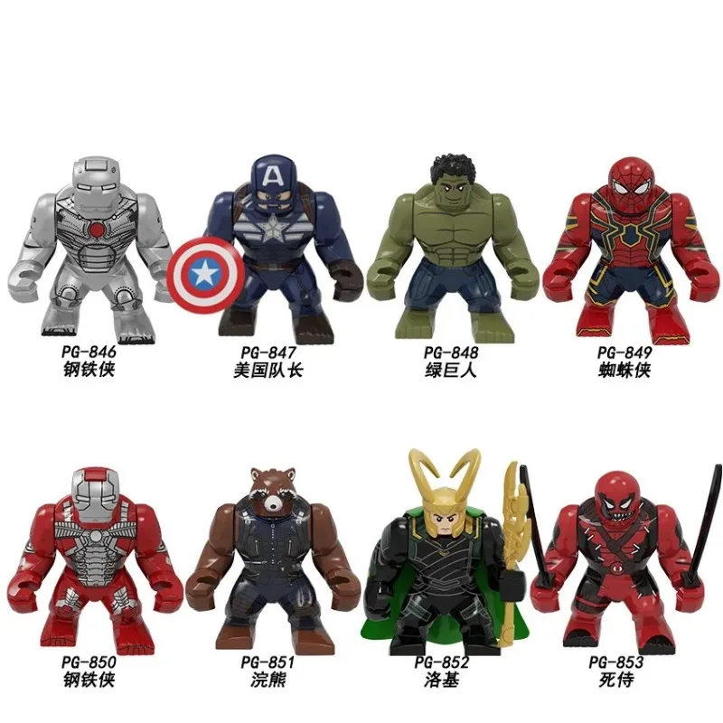 Minifiguras de bloques de superhéroes de Marvel para niños, rompecabezas de Spider Man, Iron Man, juguete de ensamblaje, regalo de cumpleaños