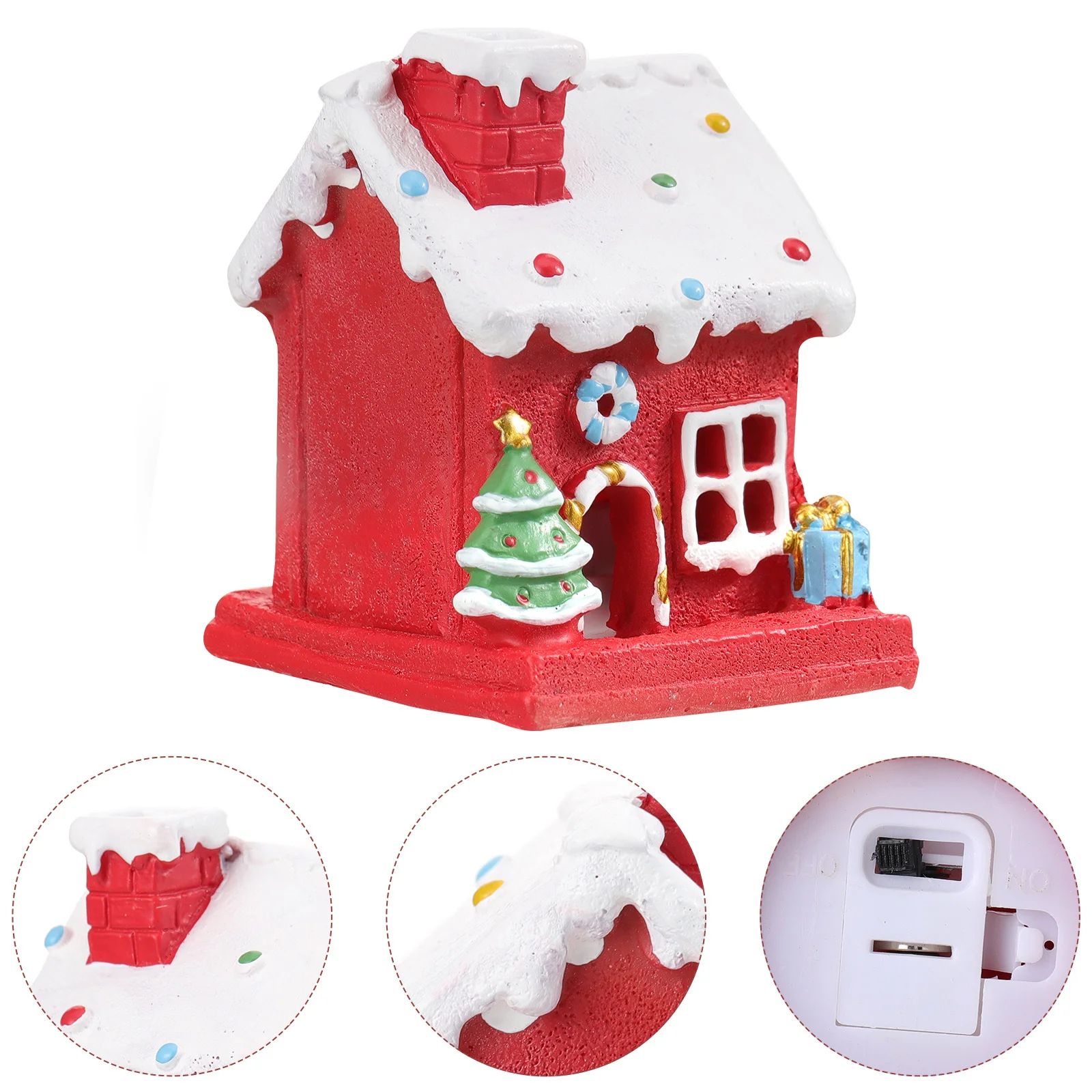 

1Pcs Christmas House Micro Landscape Resin Decor Mini Glowing Xmas Party Ornament Desktop Decoration Mini Landscape Decor