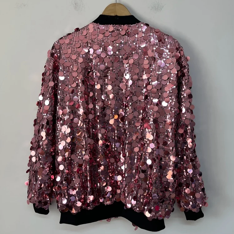 Big Round Sparkling Sequined Chic Coats High Street Men's Spring Clothing Loose Personality Zipper Jackets Male Long Sleeve Tops