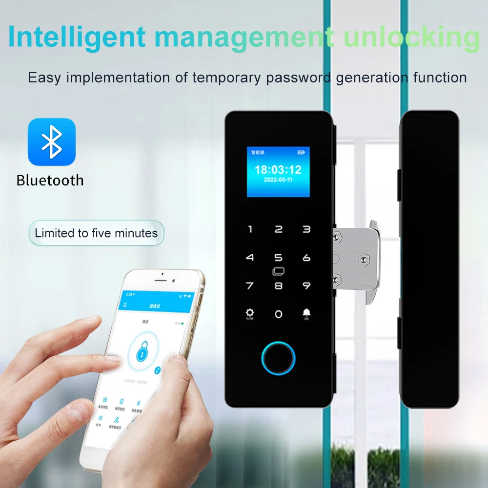 HAHALock APP Fingerprint Lock Bluetooth Smart Sliding Glass Door Biometric Electronic Digit Door IC Card Hook Lock Remote Unlock