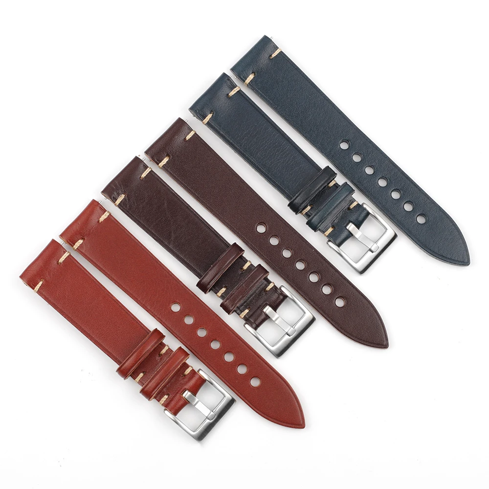 Handmade Leather Watch Band 20mm 22mm Vintage Cowhide Watch Bracelet Quick Release Watch Strap