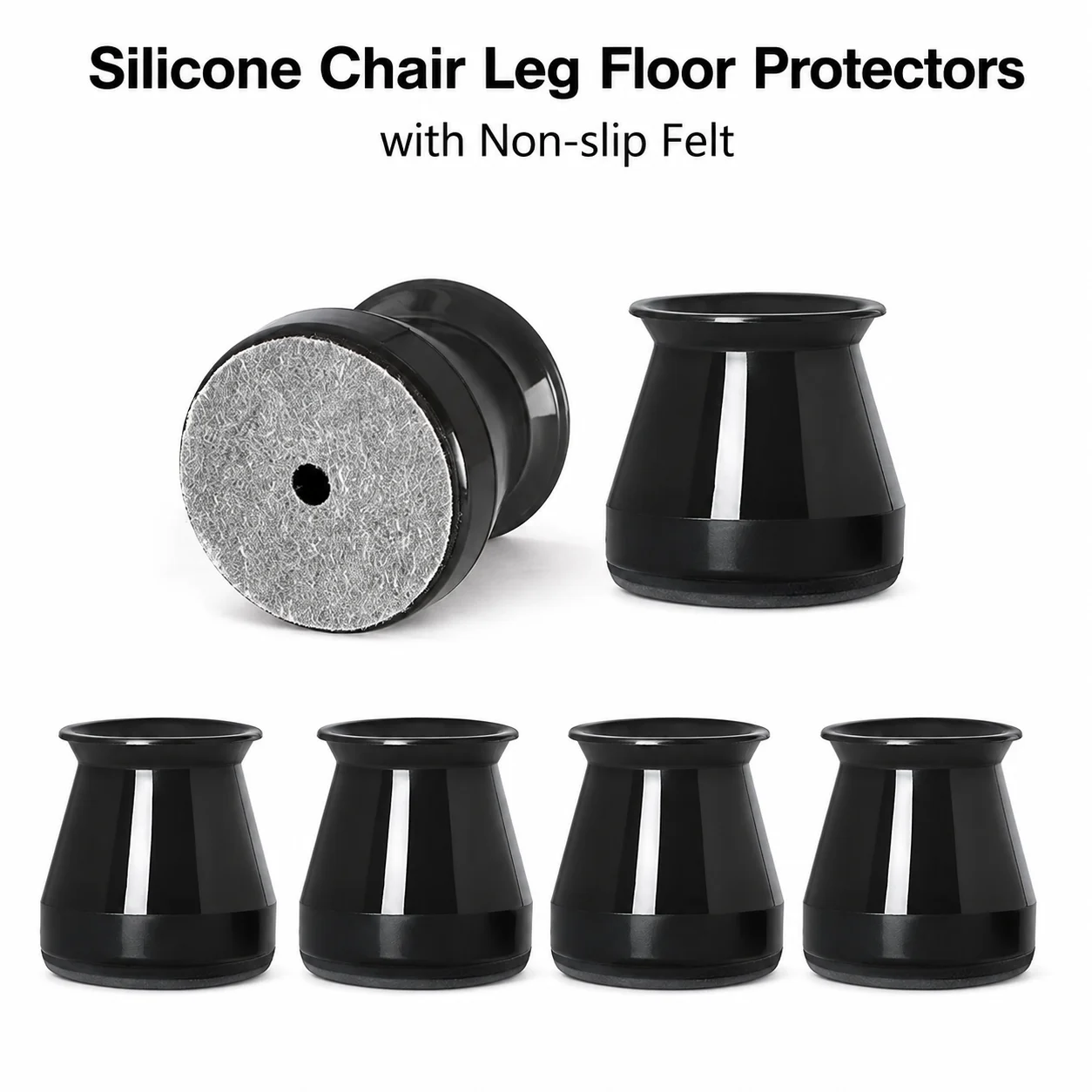 32 Pcs Silicone Chair Leg Floor Protectors with Non-slip Felt, Furniture Cups for Hardwood Floors, Protect Floors from Scratches