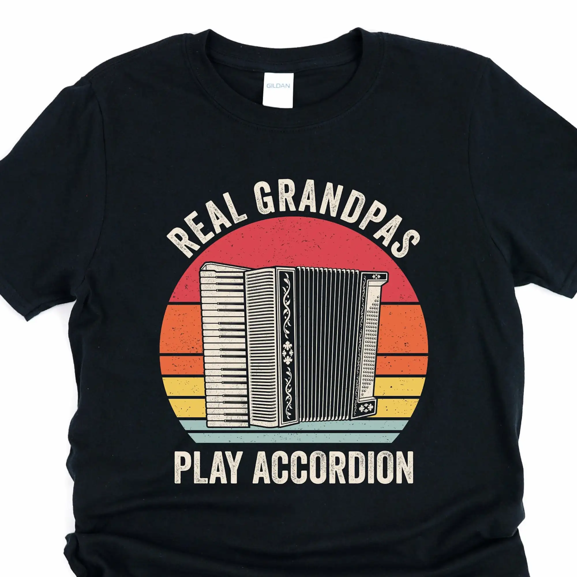 Vintage accordion t shirt, accordionist gift, real grandpas play accordion