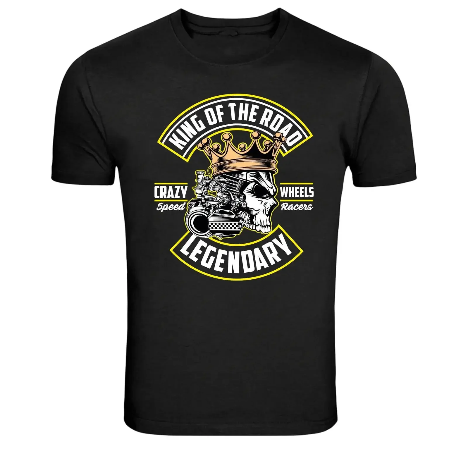 King Of The Road Skull Engine Biker T Shirt vintage Washed Versatile Comfortable Soft Stretched homme Stylish
