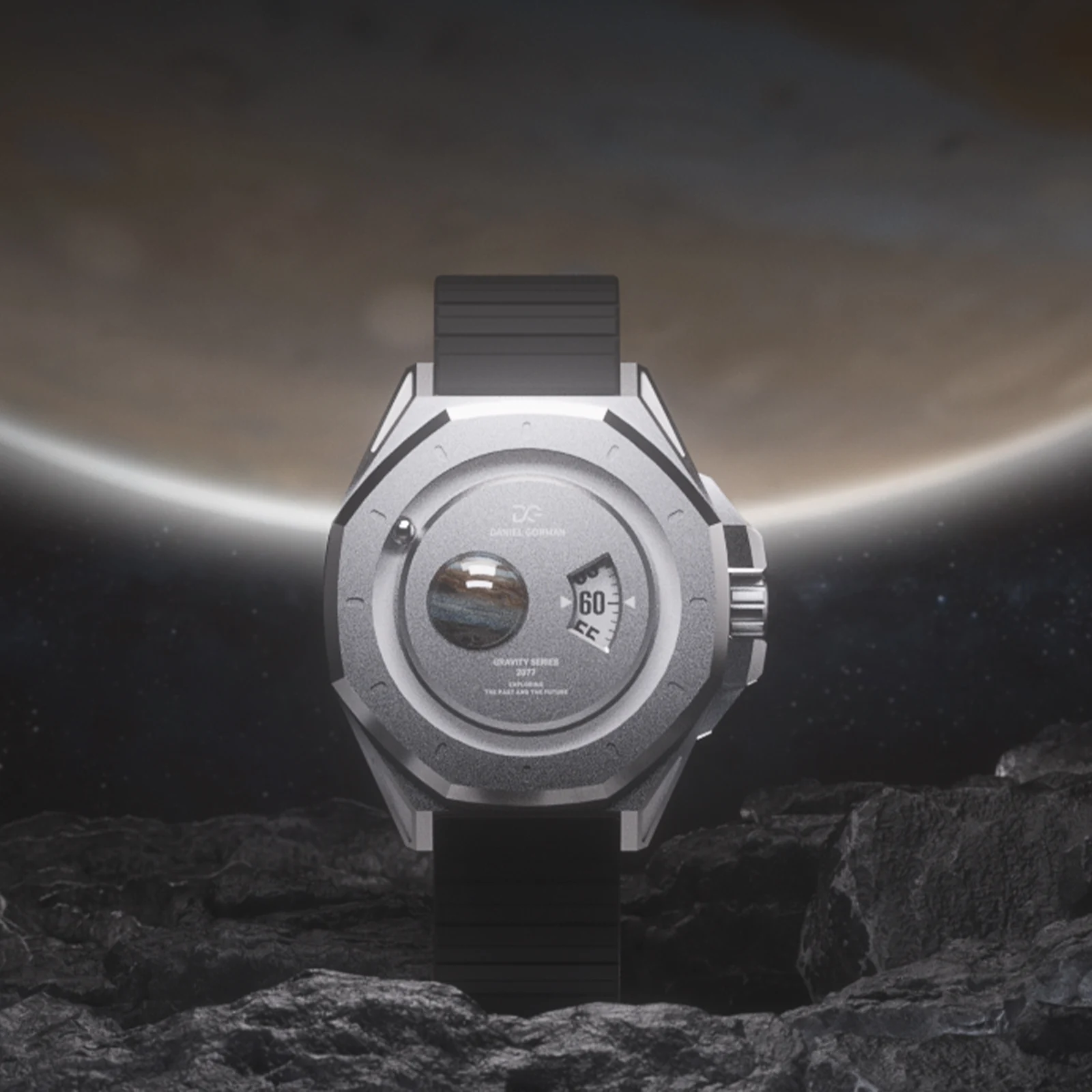 New Original DANIEL GORMAN Brand Gravity 2077 Planetary Watch Quartz Night Light 30M Waterproof Silicone Strap