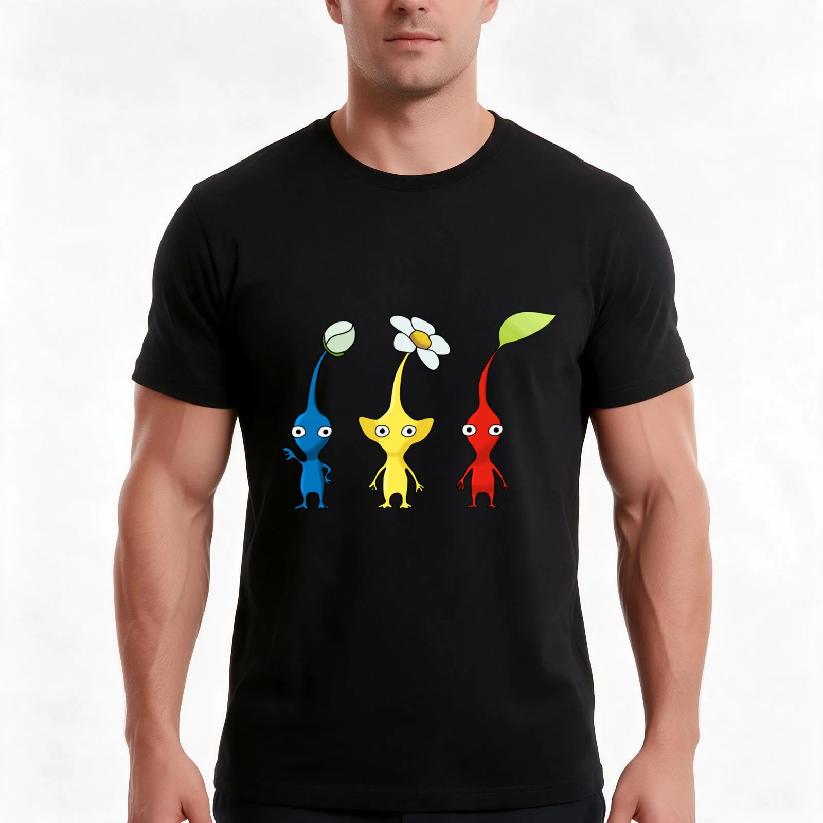 Blue Yellow and Red Pikmin Set T-Shirt Summer Casual Cotton Tee Oversized Streetwear Tops Vintage Graphic Print 100% Cotton