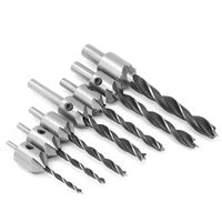 7 Pcs Carbon Steel ​Countersink Drill Bits Set 5 Flute Design With Hex Key Wrench Woodworking Chamfer Drill Bit