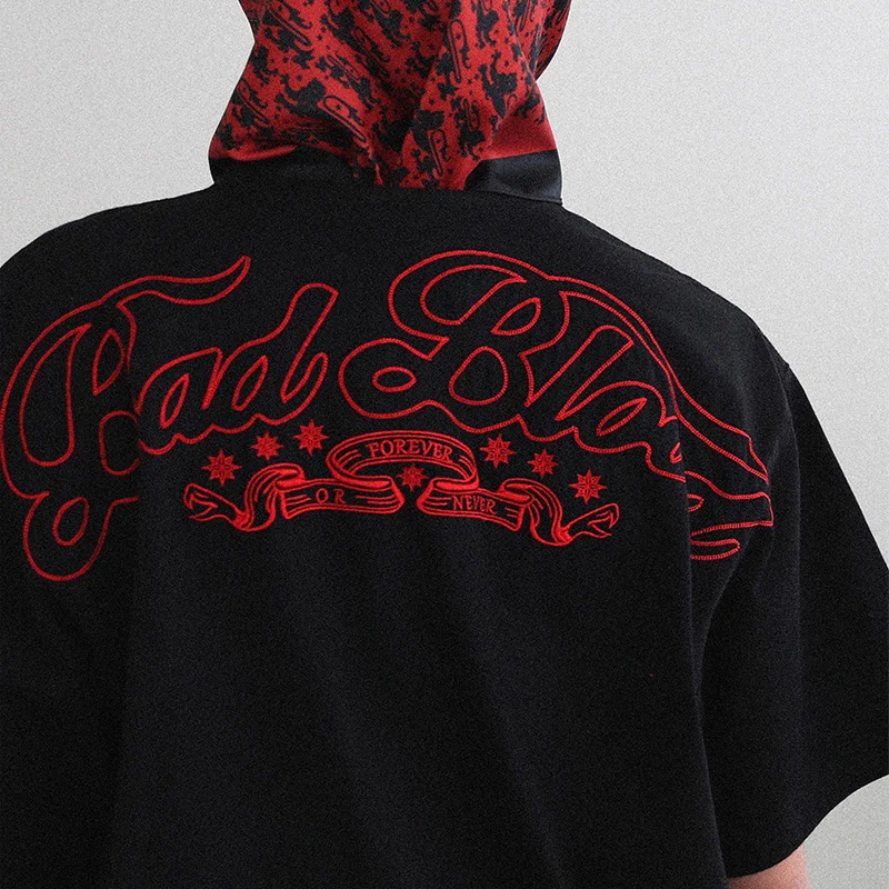 American Sports Loose ort Sve T-irt Women Summer Retro Embroidery  Casual Spicy Top Trendy round Ne Regular Length