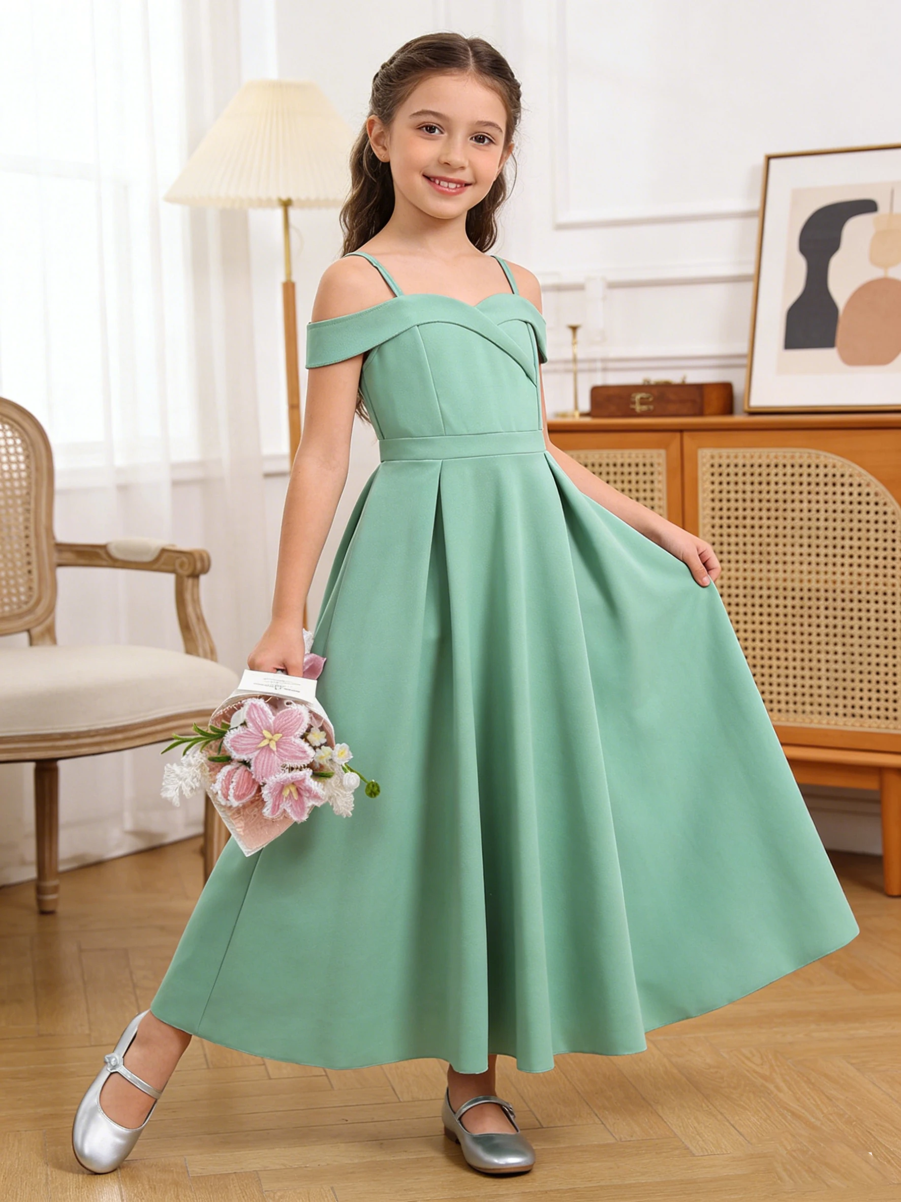 Summer Girl With Thin Shoulder Straps Strapless And Waist Cinching Elegant Long Dress Evening Party Birthday Party Dress
