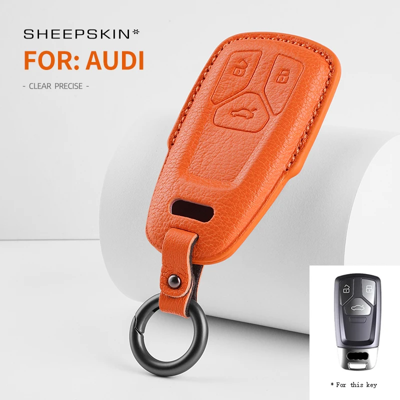 

New Sheepskin Car Key protection shell F For Audi A4 B9 A5 Q5 Q7 8W S4 S5 TT 8S RS TFSI auto key case accessories