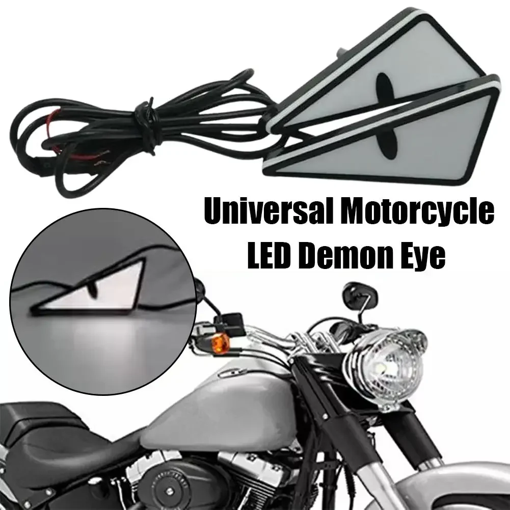 Motorcycle LED Triangle Demon Eye Light Evil Eyes Headlight Motorcycle Mini Projector Lens Lamp for Any Car Model