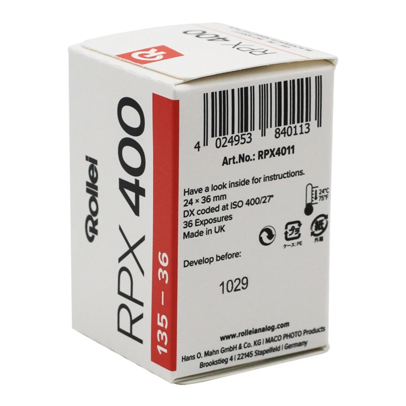 1-10 롤 Rollei RPX 400 135 35mm 흑백 네거티브 필름(36 노출/롤) Kodak 필름 카메라용(만료일: 3.2027)