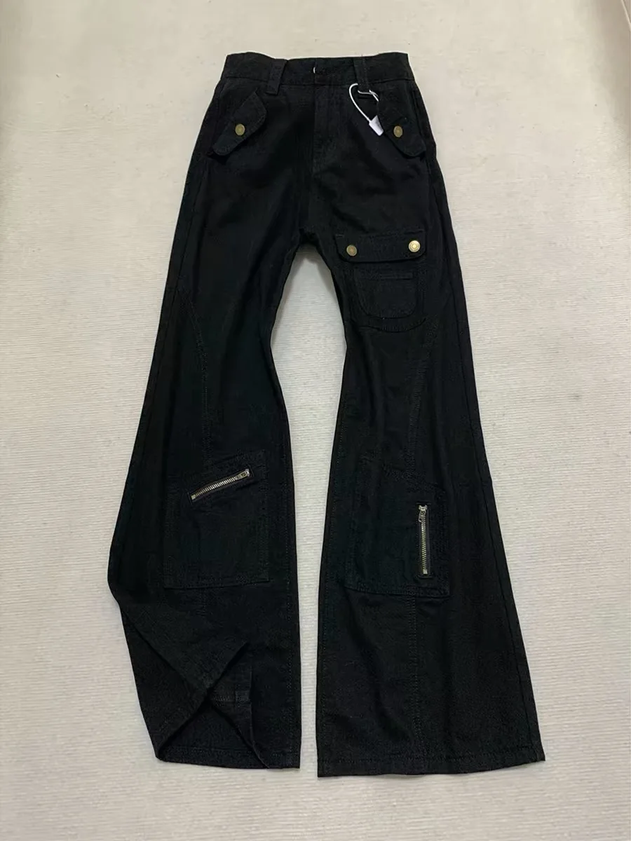 

Bla Denim Work Trousers Women's Spring New American Heavy Design Sense Slimming Micro Flared Jeans Multiple kets